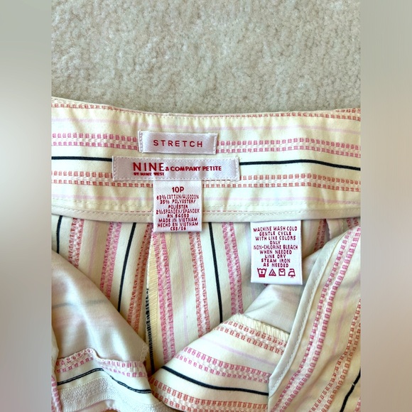 Nine and Co Stripped Stretchy Set Jacket Blazer and Capris Pants Off White Pink - Picture 5 of 6